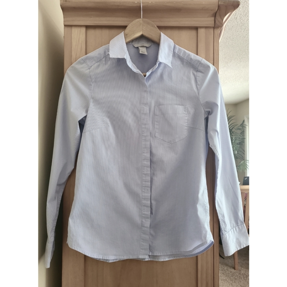 H&M Button Down Casual Stripped Fitted Shirt